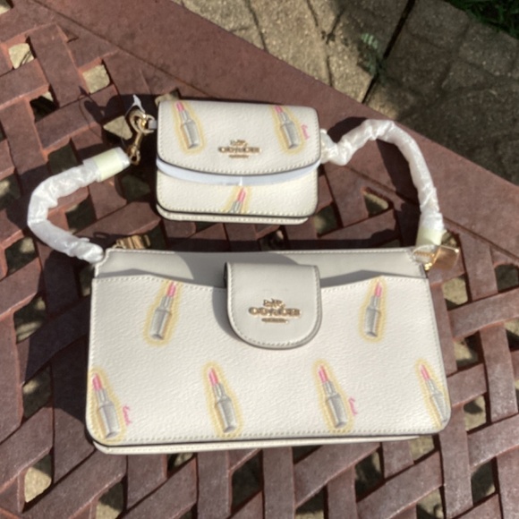 NWT Coach Poppy Lipstick Print Chain Strap Removable Card Case Crossbody… - Picture 10 of 10